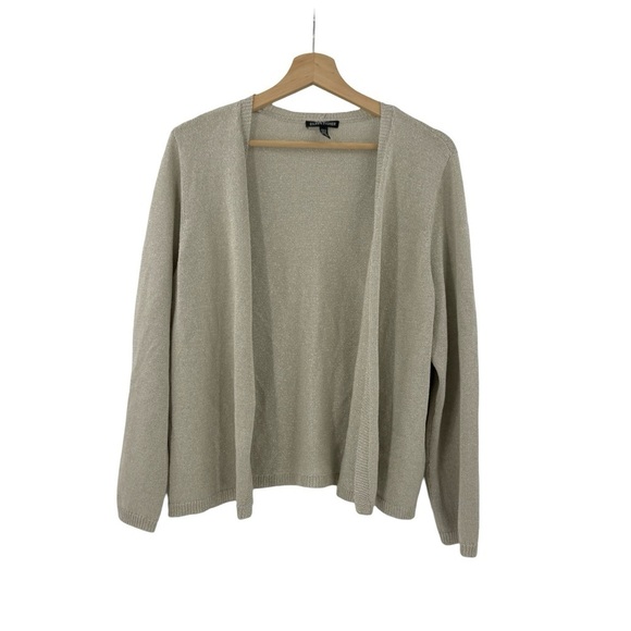 Eileen Fisher Recycled Cotton Metallic Thread Open Cardigan Sz L - Picture 5 of 12